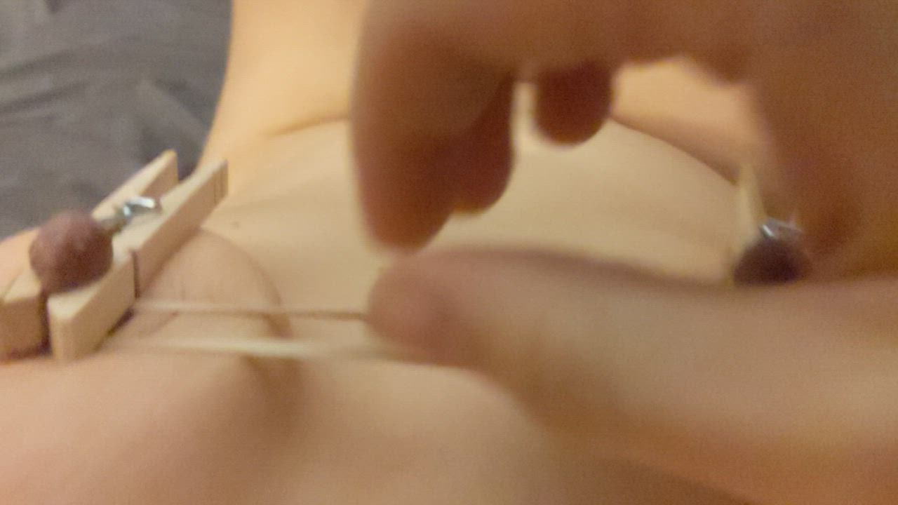 Natural Tits Nipple Clamps Nipple Play gif