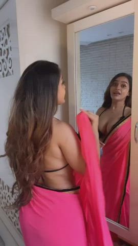 big tits cleavage dancing desi indian model saree gif