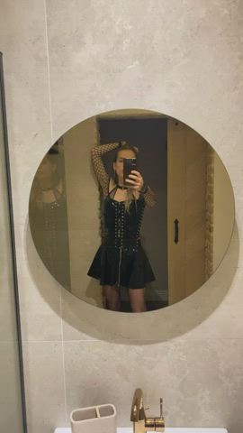 Dominant Domination Dominatrix Domme Fishnet Latex Mirror OnlyFans Selfie gif