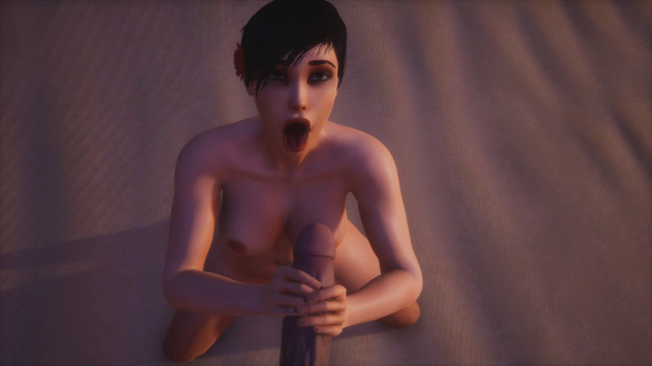 3D Animation Big Dick Blowjob Boobs Cumshot gif