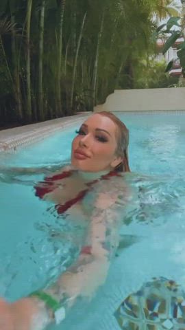 Big Tits Huge Tits Swimsuit Wet gif