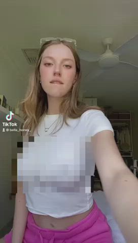 bouncing tits censored clothed dancing nipples tease tiktok gif