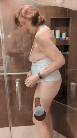 BBC Dildo Hotwife Masturbating Shower Wife gif