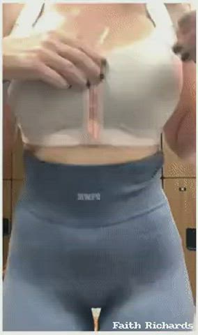 big tits gym leggings strip tease gif
