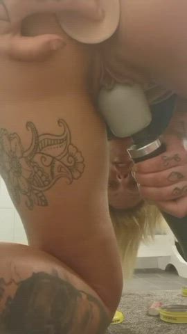 Amateur Anal Blonde Dildo Homemade Masturbating Pussy Tattoo Vibrator gif