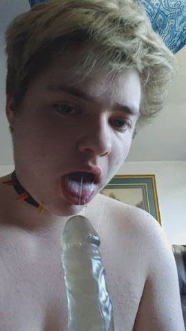 Dildo FTM Oral Sloppy gif