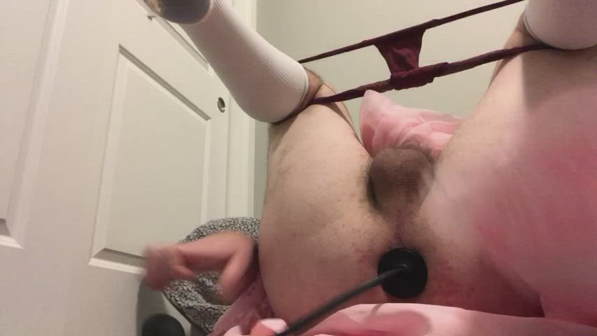 I made my sissy slut Kaylee push out an inflated butt plug. Should I make her train