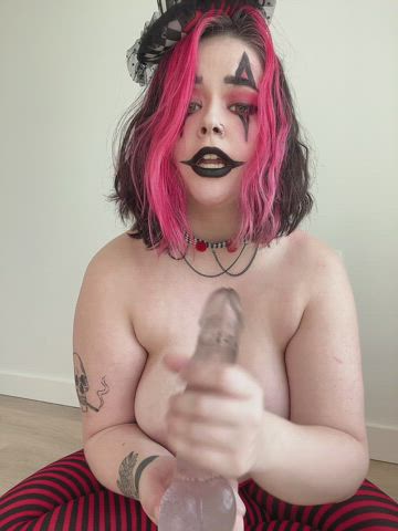 big tits cosplay dildo goth handjob tongue fetish gif