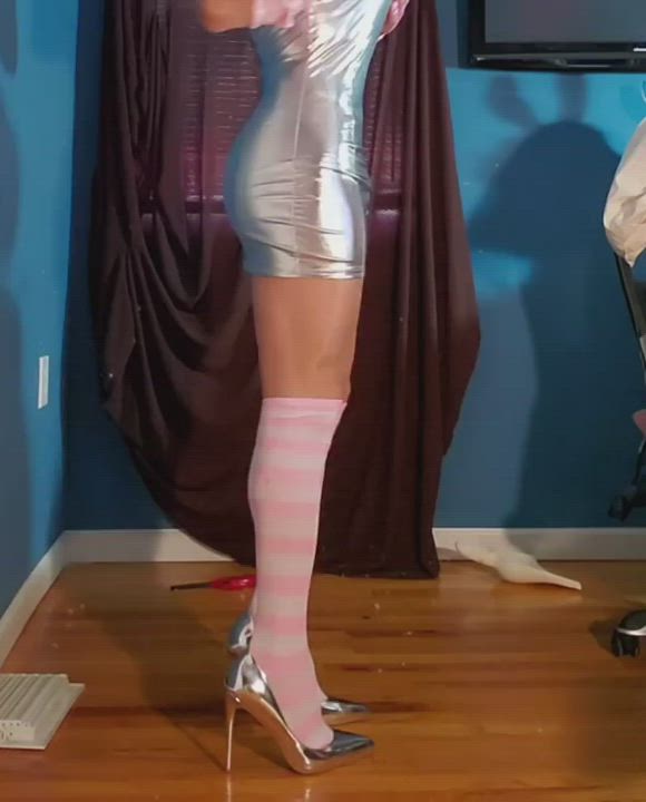 Ass Dress Heels Knee High Socks Legs Panties Trans gif