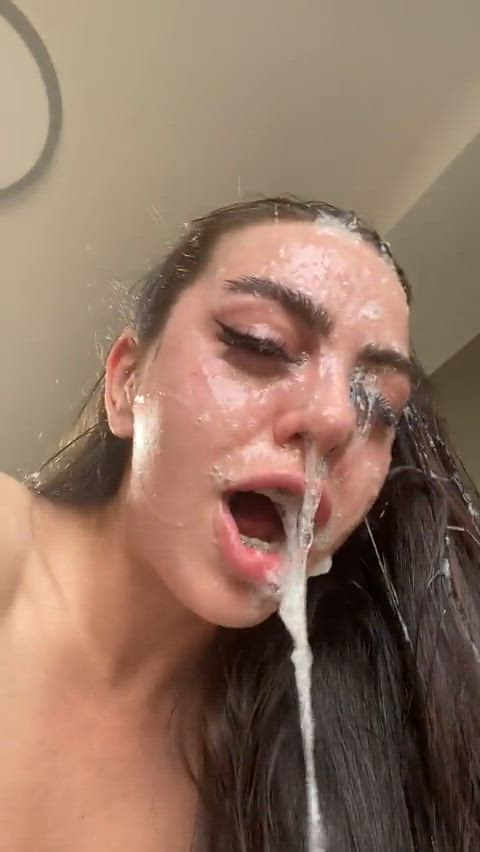 cum messy saliva sloppy spit wet and messy gif