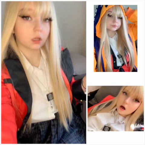 Runa Yomozuki cosplayer, playing with her pretty mouth & tight pussy [KAKEGURUI]