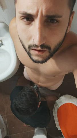 I fuck his throat in the bathroom at the party 🥵 More in my profile🔞.