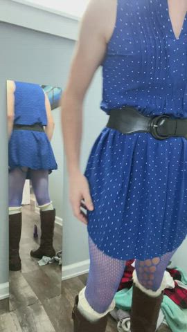 Dressed up to go out. Plugged and locked.
