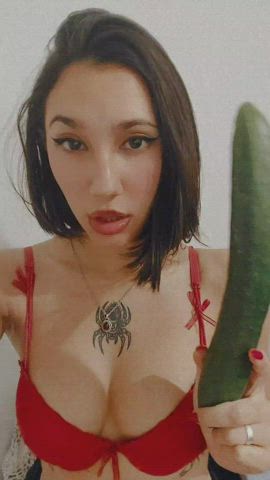 anal cucumber femdom gif