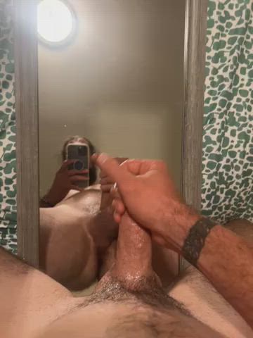 Cumshot Mirror Solo gif