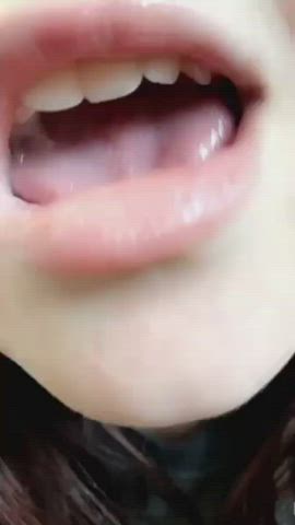 sloppy spit tongue fetish gif