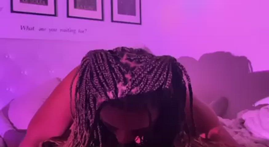 BBC Ball Worship Balls Sucking Blowjob Ebony Ebony Couple POV Sloppy Sucking gif