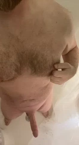 bwc big dick cock jerk off male masturbation nipple play shower soapy gif