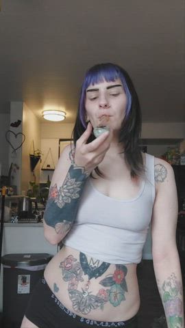 Smoking Tits White Girl gif