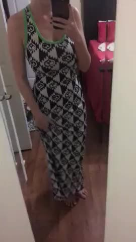 Pulling her dress up