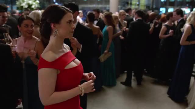 Hayley Atwell - Conviction (2016, S1E1) - mini-loop of best cleavage view in red