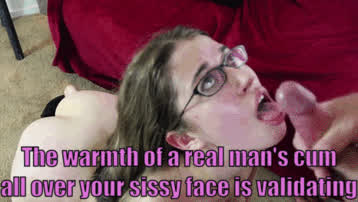 Caption Cum Facial Sissy gif