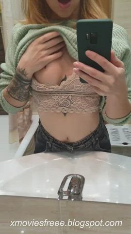 Boobs Cute Naked Natural Tits Nipples Small Nipples Strip Tattoo Teen gif