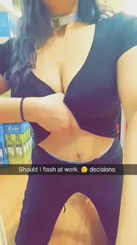 Amateur Big Tits Flashing Homemade Natural Tits Office gif