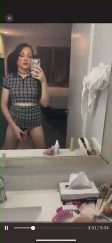 brunette femboy girl dick onlyfans schoolgirl selfie sissy trans gif