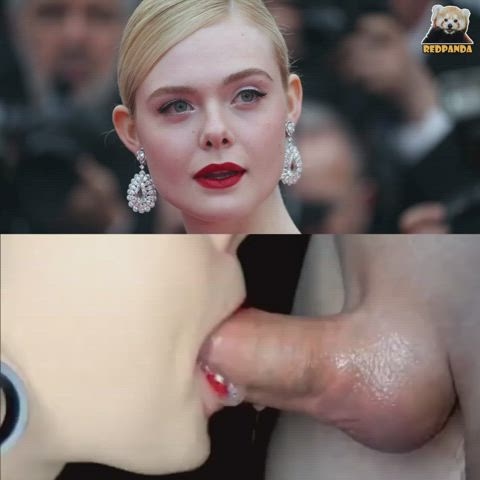 blonde blowjob cum in mouth cumshot elle fanning lipstick throat fuck throatpie gif