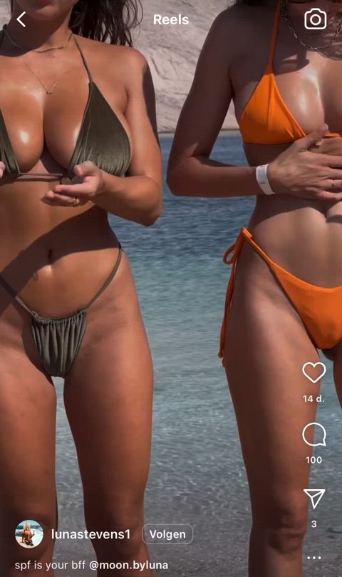 big tits bikini teasing gif