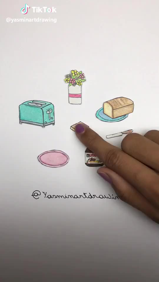 Bread with Nutella Stop Motion ?? #stomotion #stopmotionbr #drawing #foryoupage