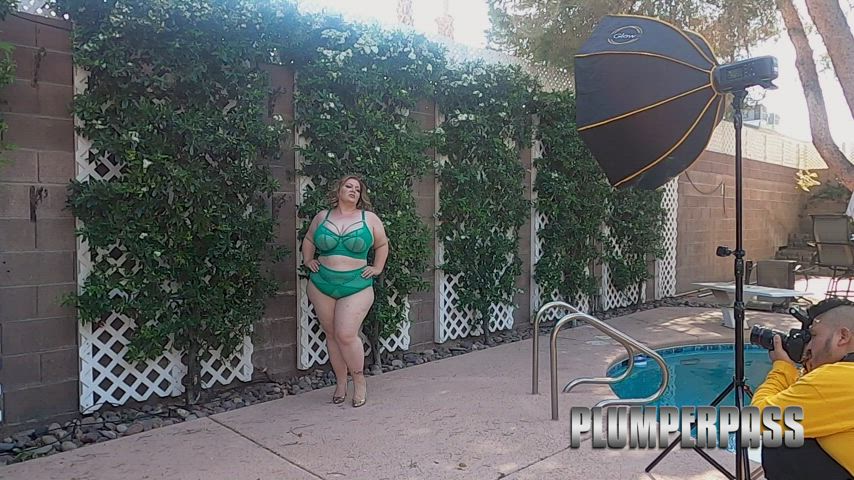 BBW Behind The Scenes Curvy Lingerie MILF Outdoor Time Lapse gif