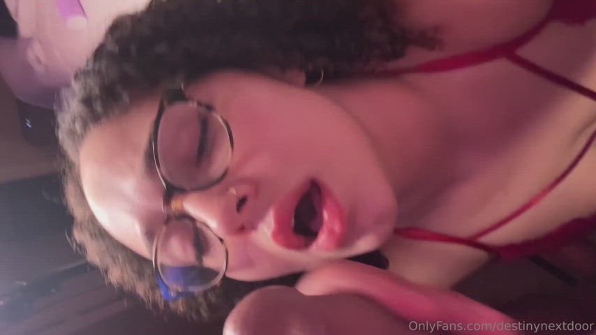 cumshot ebony facial glasses lightskinned gif