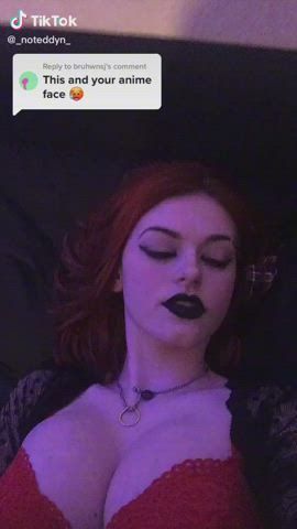 Ahegao Cleavage Goth Pierced TikTok Tongue Fetish gif