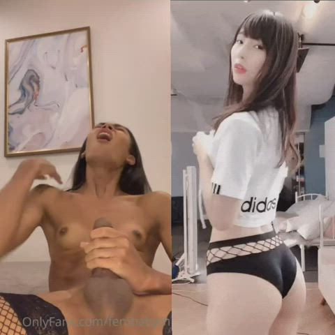 Ass Boobs Cum Cumshot Japanese Model Split Screen Porn Trans gif