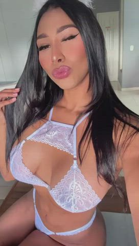 big tits boobs brunette cute latina lingerie pussy sex tits gif