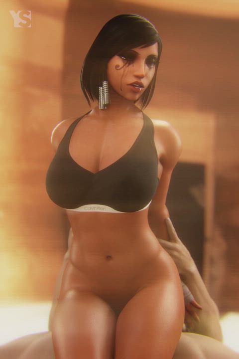 3d animation big tits overwatch reverse cowgirl rule34 tank top gif