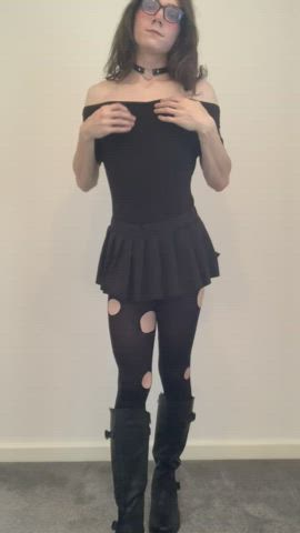 femboy skirt tights gif