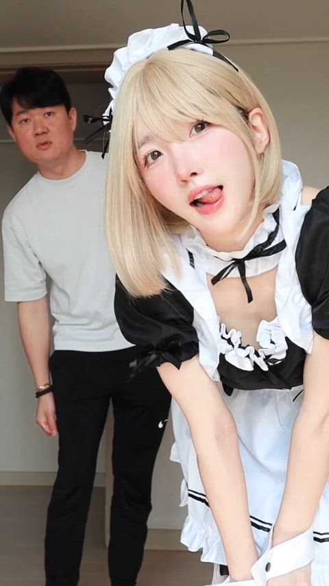 asian cute maid gif