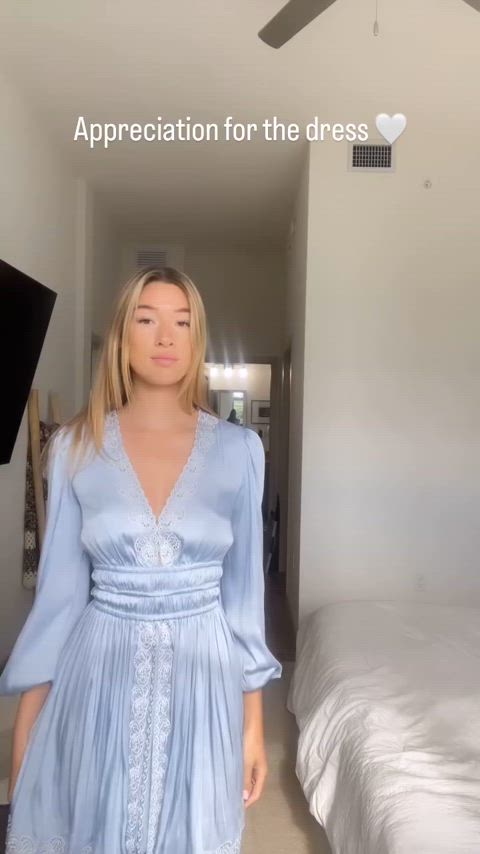 blonde dress model gif