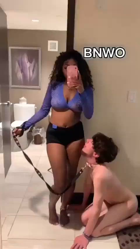 Well trained white boi worshiping black goddess