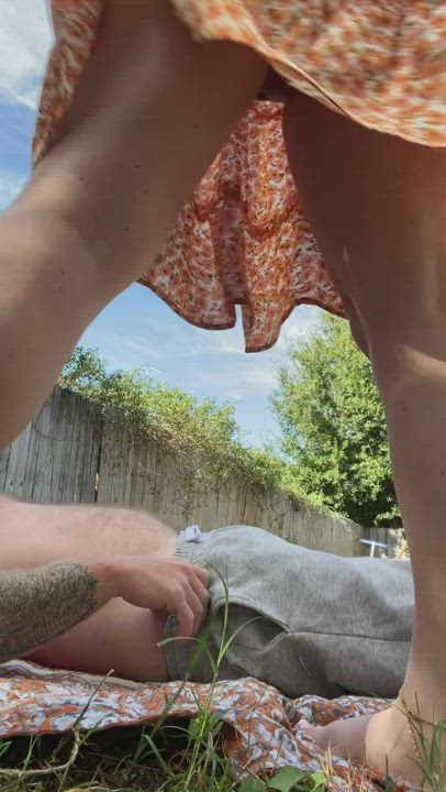 Couple Fingering Outdoor gif