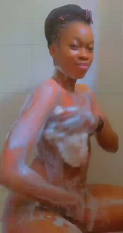 bath bathroom ebony extra small petite small nipples small tits south african wet