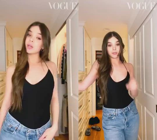 Brunette Clothed Cute Hailee Steinfeld Jeans Long Hair gif