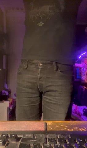 bulge cock solo strip teen trans non-binary gif