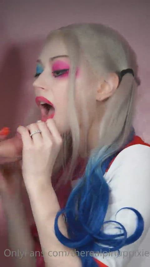 blowjob cosplay harley quinn onlyfans teen gif