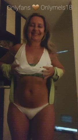 Amateur Blonde Hotwife MILF Mom Strip Striptease Undressing gif