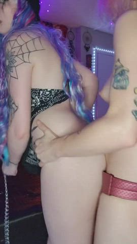 amateur bdsm bed sex bouncing tits hardcore leash lesbians petplay strap on gif
