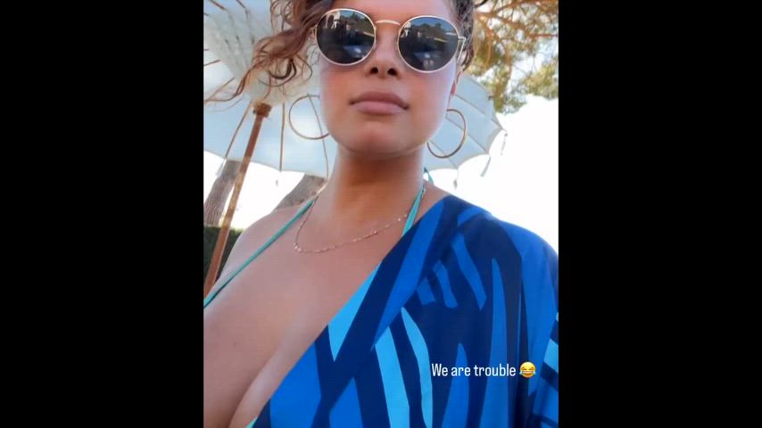 big tits ebony hawaiian milf micro bikini thick underboob gif